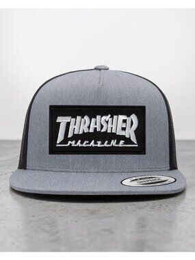 Thrasher Magazine Skater YP Classics 6006 Flat Bill Trucker Snapback grey/blk